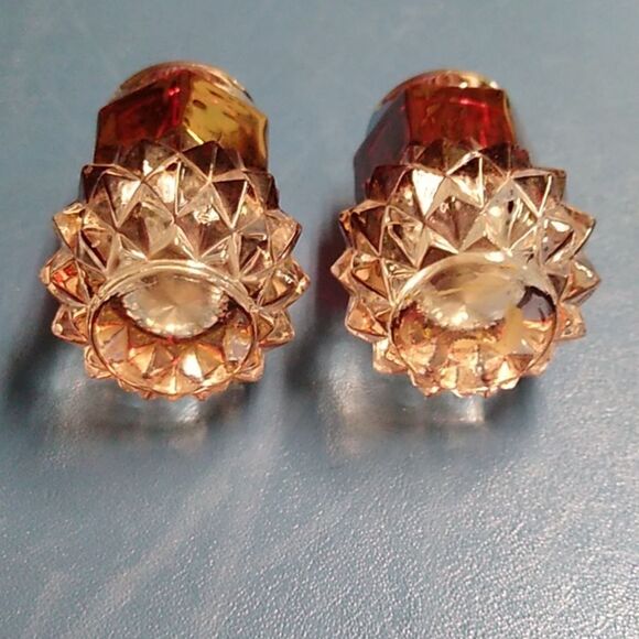 Indiana Glass Silver & Ruby Red Diamond Point Salt and Pepper Shakers - Picture 3 of 4